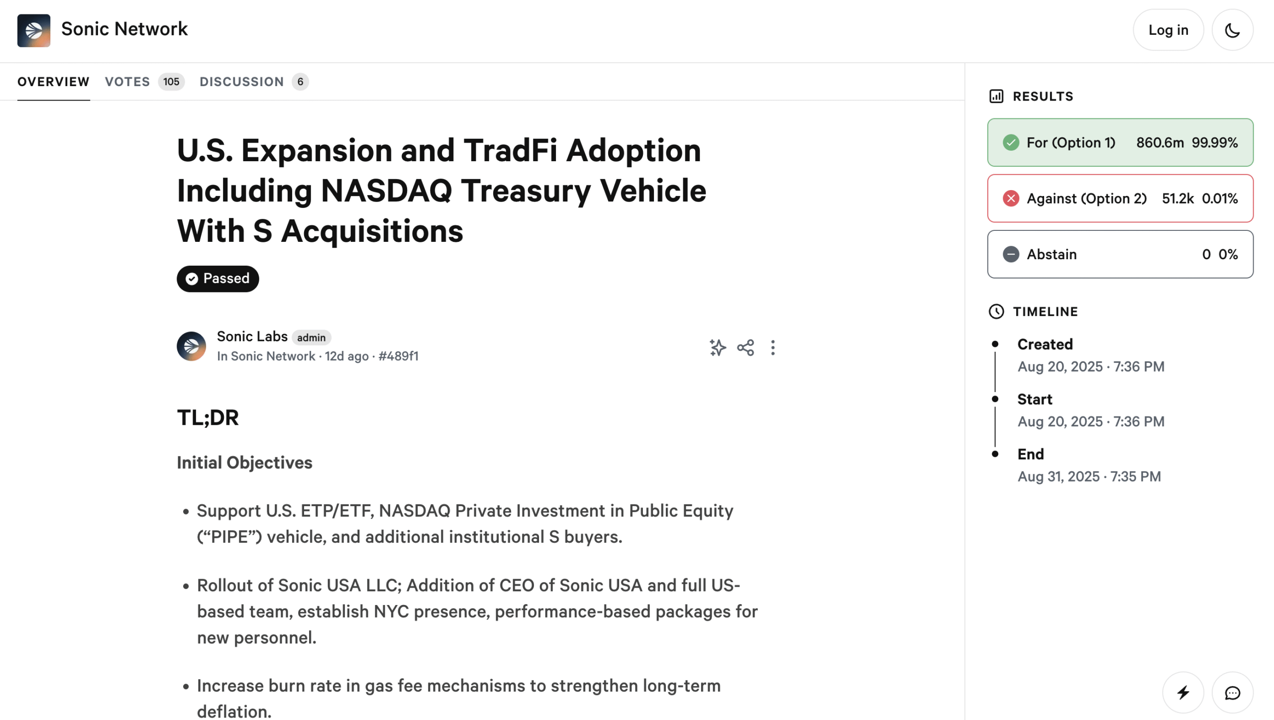 The community has approved option 1. Source: Sonic